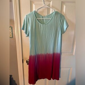 Pink and blue ombré dress